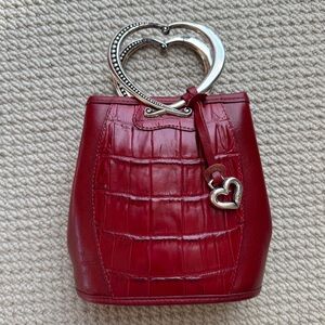 Brighton Corazon Red Leather Crocodile-Embossed Heart Purse
